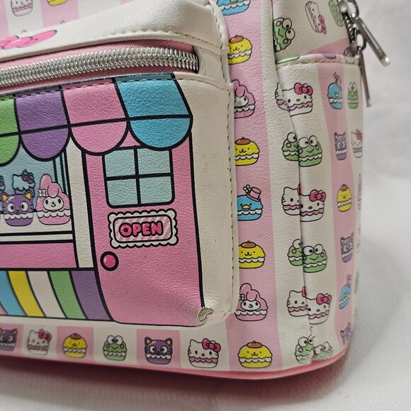 Sanrio Loungefly Hello Kitty Pink Kawaii Sweet Shop Macaroon Mini Backpack AOP - Picture 3 of 16